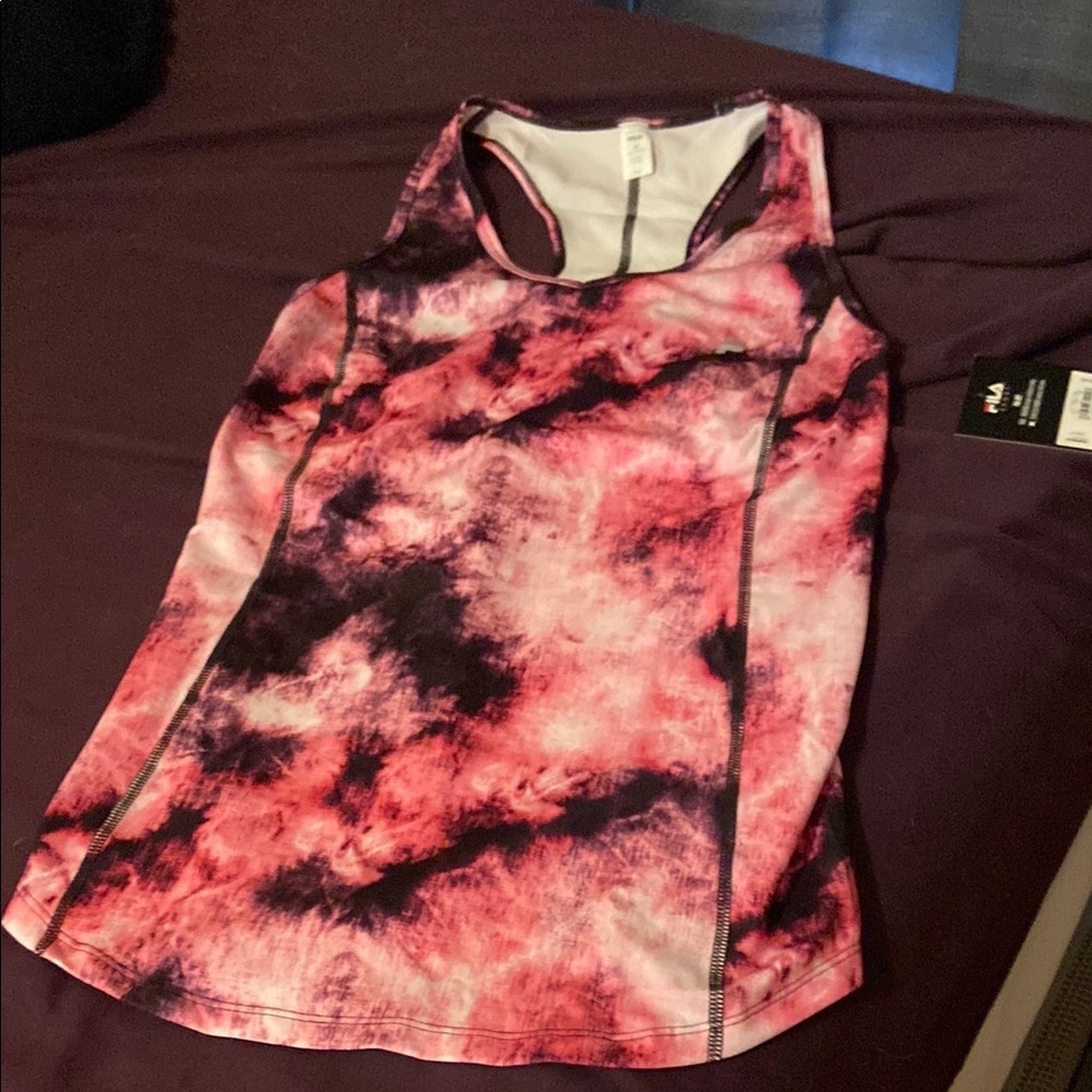 Fila Pink and Black Fitted Sleeveless Tank Top